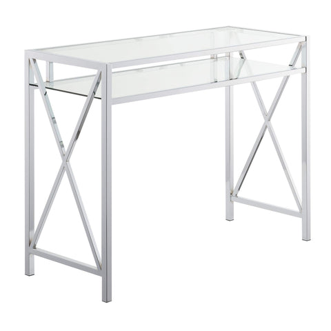 Convenience Concepts Oxford Desk, 42-inch, Clear Glass/Chrome (136075GLCRO)