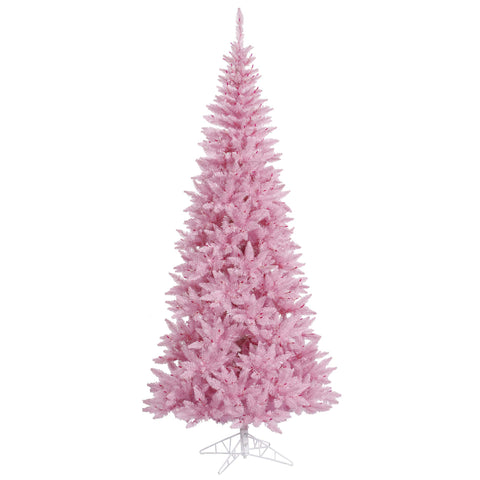 Vickerman 7.5' Pink Fir Slim Artificial Christmas Tree, Unlit - Faux Fir Christmas Tree - Seasonal Indoor Home Decor