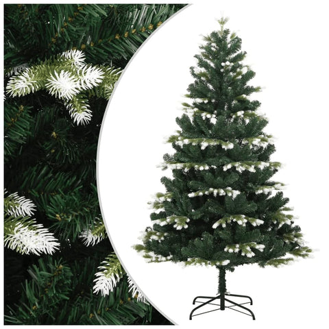 vidaXL Artificial Hinged Christmas Tree Green and White PVC, PE, Metal