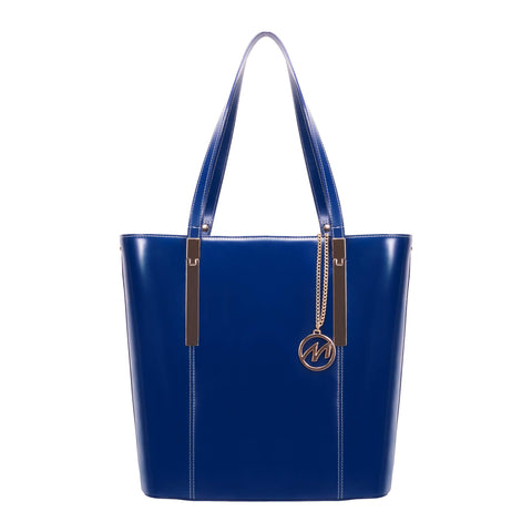 McKlein, M Series, Cristina, Top Grain Cowhide Leather, Leather Ladies' Tote with Tablet Pocket, Navy (97547)
