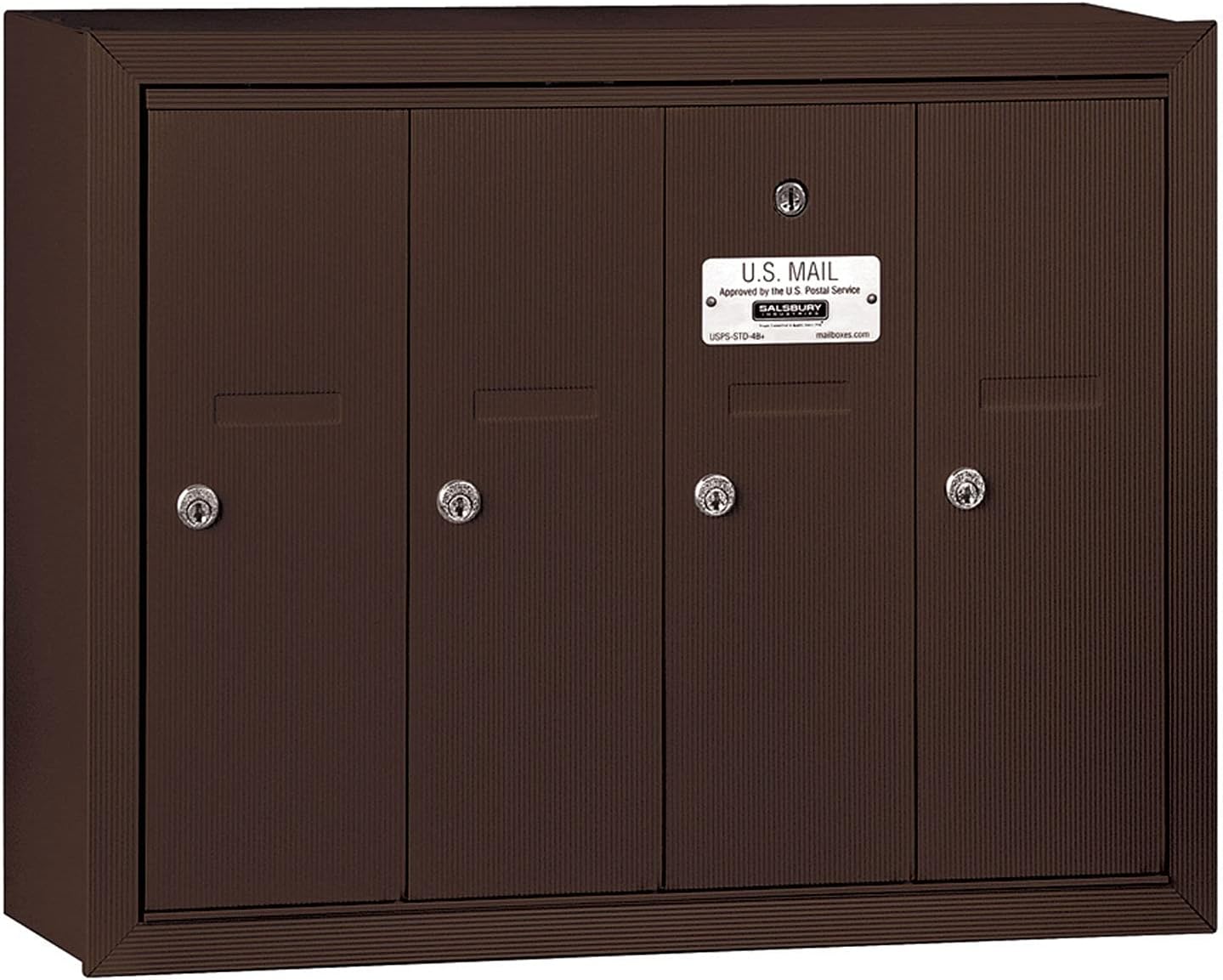 Salsbury Vertical Mailbox (Includes Master Commercial Lock) - 4 Doors - Bronze - Surface Mounted - Private Access