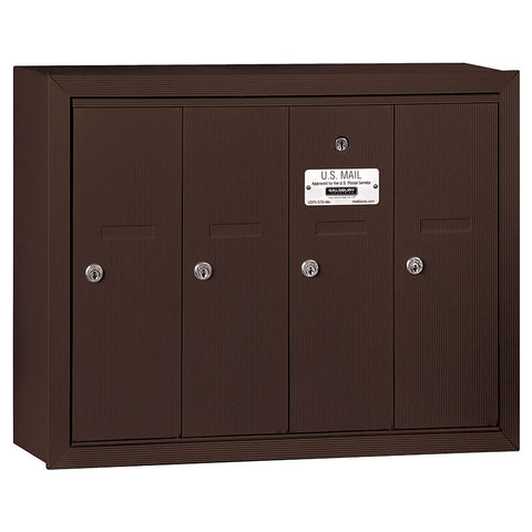 Vertical Mailbox (Includes Master Commercial Lock) - 4 Doors - Bronze - Surface Mounted - Private Access