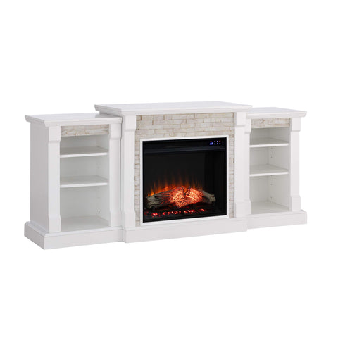 Gallatin Touch Screen Electric Fireplace w/ Bookcases