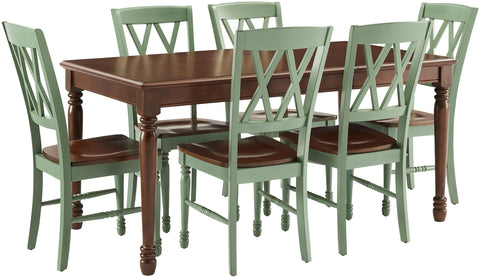 Shelby 7-Piece Dining Table Set For 6 Distressed Teal/Dark Cherry - Table & 6 Chairs
