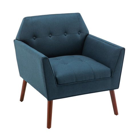 Convenience Concepts Take a Seat Andy Mid Century Modern Accent Lounge Armchair 30" - Contemporary Lounge Chair for Living Room, Bedroom, Dark Blue Fabric/Espresso