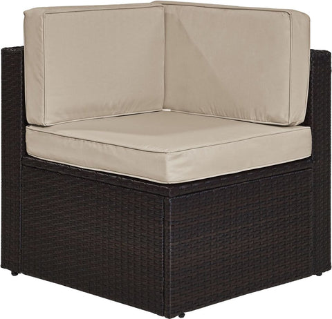 Palm Harbor Wicker Corner Outdoor Sectional Chair Sand/Brown