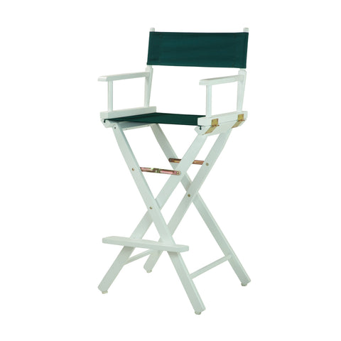 Casual Home Director's Chair ,White Frame/Hunter Green Canvas,30" - Bar Height