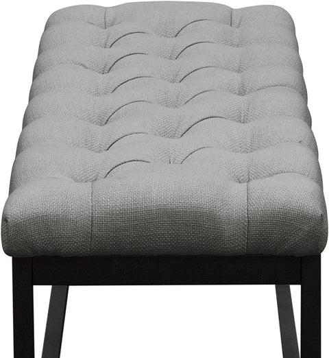 Mateo Black Powder Coat Metal Small Linen Tufted Bench by Diamond Sofa - Grey