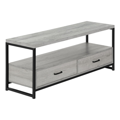 Monarch Specialties 2871 Tv Stand, 48 Inch, Console, Media Entertainment Center, Storage Drawers, Living Room, Bedroom, Laminate, Metal, Grey, Black Stand-48, 47.25" L x 15.5" W x 19.75" H