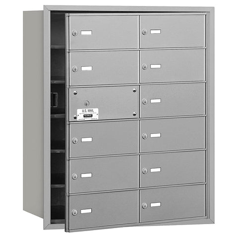 4B+ Horizontal Mailbox (Includes Master Commercial Lock) - 12 B Doors (11 usable) - Aluminum - Front Loading - Private Access