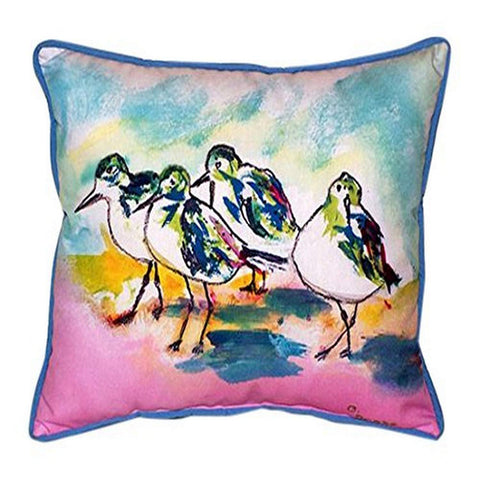 Betsy Drake Pink Sanderlings Indoor/Outdoor Pillow, 20" x 24"