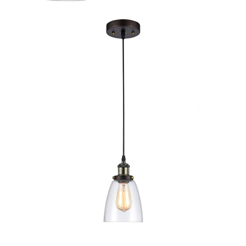 Chloe Lighting Manette Industrial-Style 1 Light Rubbed Bronze Ceiling Mini Pendant 6" Shade