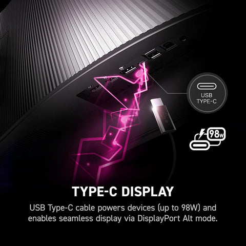 msi MPG 491CQPX QD-OLED 49-inch QD-OLED 5120 x 1440 (DQHD) Computer Monitor, 240Hz, G-SYNC Compatible, HDMI, Display Port, VGA Port, VESA Mountable, Tilt, Height Adjustable, Speaker, 0.03ms, Black