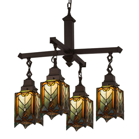 Meyda Home Indoor Decorative Lighting 27"W Cottage Mission 4 Lt Chandelier