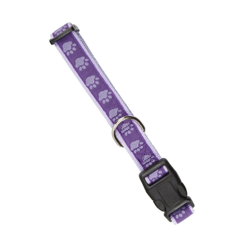 Casual Canine TwoTone Pawprint Dog Collar, 6-10-Inch, Purple