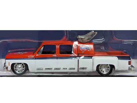 1973 Cheyenne Super 30 Pickup Truck Orange and White with Blue Stripes Limited Edition to 9350 Pieces Worldwide 1/64 Diecast Model Car by M2 39000-MJS06
