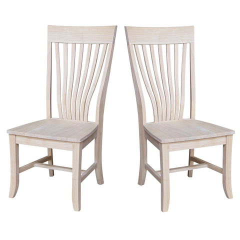 IC INTERNATIONAL CONCEPTS Amanda Solid Wood Chairs - Set of 2 - Unfinished