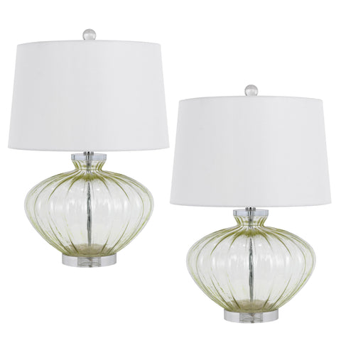 Cal 150W 3 Way Delta Glass Table lamp. Sold in Pairs