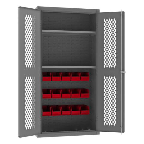 Durham EMDC36242S15B1795 Bin Cabinet, 72" Overall Height, 36" Overall Width, Total Number of Bins 15