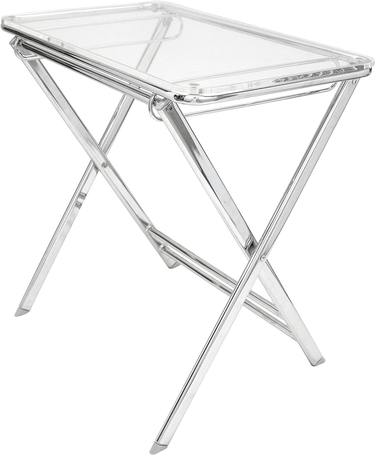 LeisureMod Victorian Foldable End Side Table Tray Clear