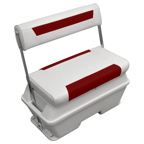 Wise DLX156-1906 DLX Pontoon Series 70 Quart Swingback Cooler Seat - White/Crimson Red