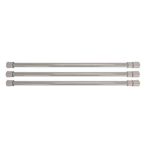 Camco 28" RV Refrigerator Bars - 3 pack, Holds Food and Drinks in Place During Travel, Prevents Messy Spills, Extends Between 16" and 28" - Gray (44055)