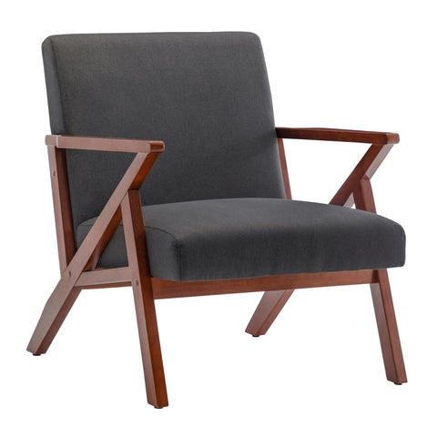 Convenience Concepts Take a Seat Cliff Accent Armchair Mid-Century Modern Lounge Chair for Living Room, Bedroom, 28.5", Dark Gray Fabric/Espresso