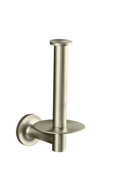 KOHLER 14444-BN Purist Vertical Toilet Paper Holder Wall Mount, Metal Toilet Paper Holder, Vibrant Brushed Nickel