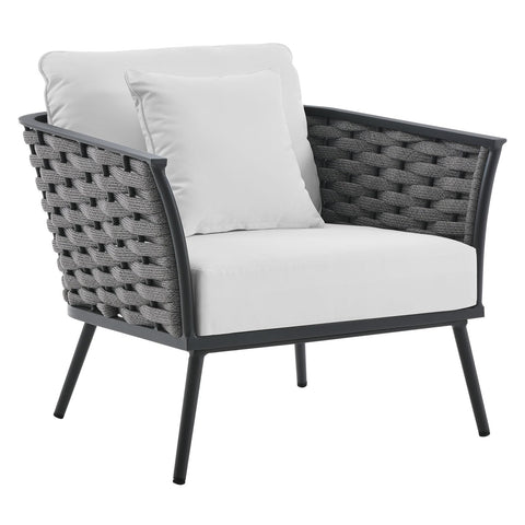 Modway Stance Outdoor Patio Woven Rope Arm Chair in Gray White