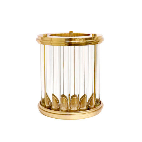 Pasargad Home Calypso Brushed Gold Lucite Hurricane 13"