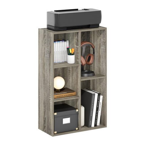 Furinno LUDER Book Shelf, 5-Cube Bookshelf, Reversible Bookcase, 9.4 x 19.5 x 31.5, Easy Assembly, for Living Room, Bedroom, Home Office, French Oak