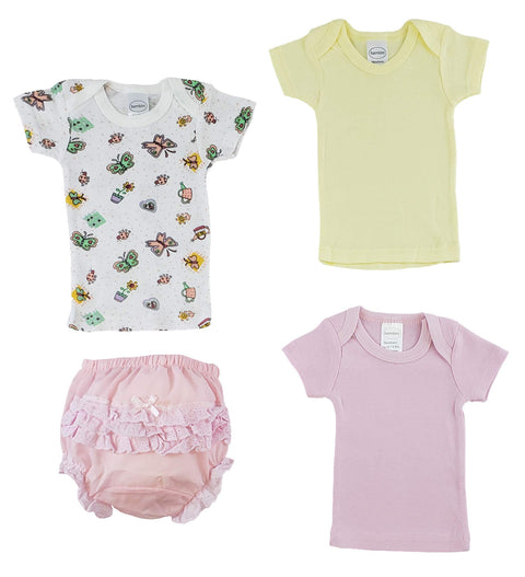 bambini Pink Girl's T-Shirtsand Fancy Pants Underwear - Small