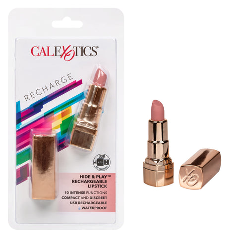CalExotics Hide & Play Rechargeable Lipstick Bullet Vibrator - Nude