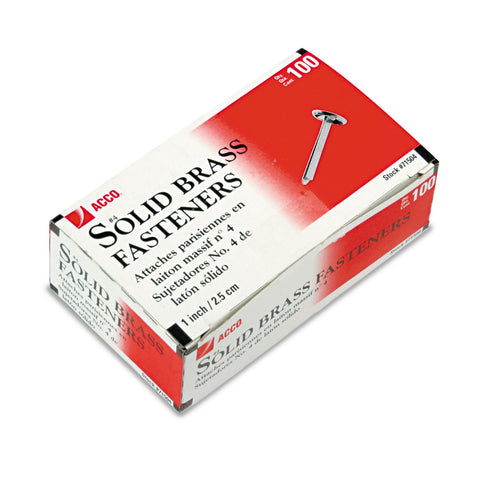 ACCO Brands Solid Brass Paper Fasteners, 1 Inch Capacity, 100 Fasteners per Box (A7071504)