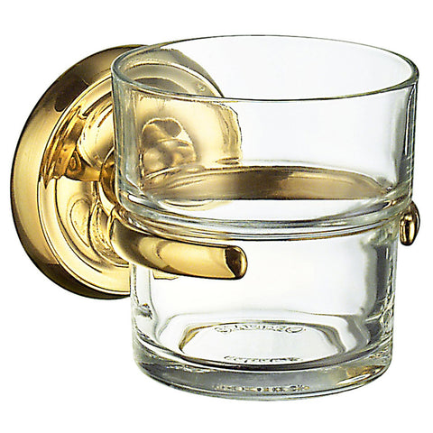 Smedbo SME_V243 Holder with Glass Tumbler, Polished Brass