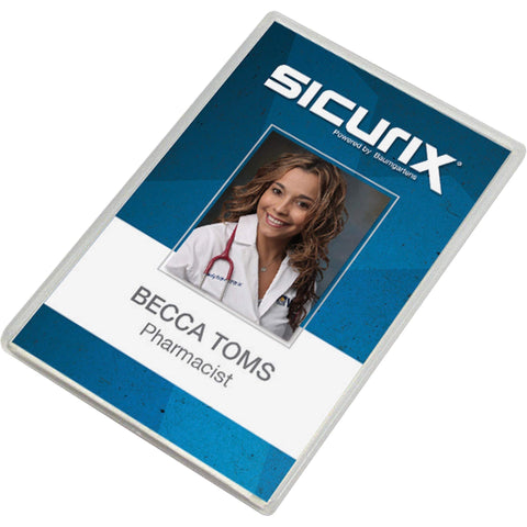 SICURIX Translucent ID Card Holder Badge Dispensers Vertical 25 Pack Clear (68120)