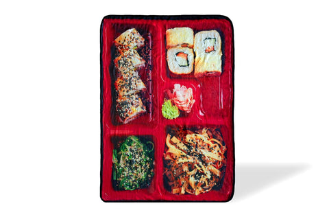 JUST FUNKY Japanese Bento Box Large Fleece Throw Blanket | Decorative Throw Blanket Features Detailed Images of Food | Collectible Japanese Culture Throw Blanket | Measures 60 x 45 Inches