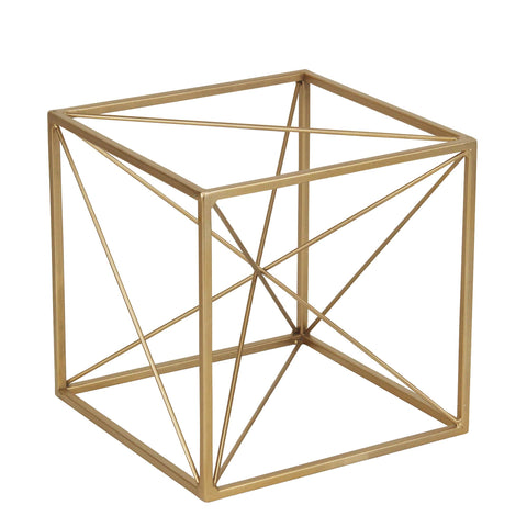 Cheung's 4738L Decorative Golden Cube with Abstract Center Design, Gold