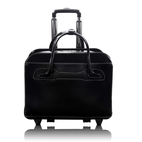 McKleinUSA McKlein WILLOWBROOK, 17" Leather Detachable -Wheeled Ladies' Laptop/Computer & Tablet Business Briefcase Bag/Women's Rolling Overnight Travel Bag, Removable trolley case
