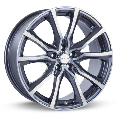 RTX Contour Custom Wheel - 18x8, 42 Offset, 5x108 Bolt Pattern, 63.4mm Hub - Gunmetal with Machined Face Rim