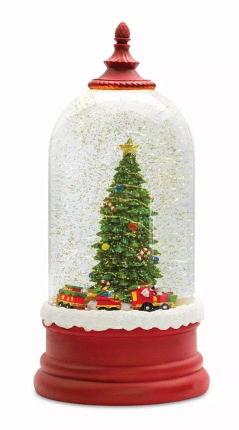 Melrose Modern Home Decorative Snow Globe with Tree 10.5" H Plastic 6 Hr Timer 3 AA Batteries, Not Included or USB Cord Included