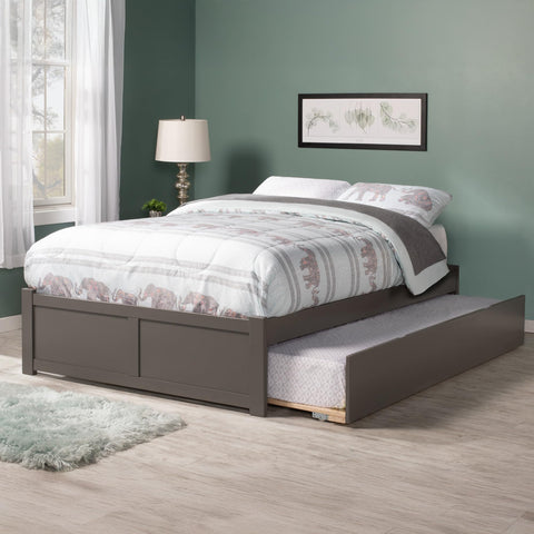 AFI Concord King Size Platform Bed with Footboard & Twin XL Trundle in Grey