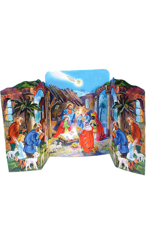 Alexander Taron Importer 11562 Korsch Advent-3-Dimensional Nativity Scene-11 H x 14" W x 4" D, Blue