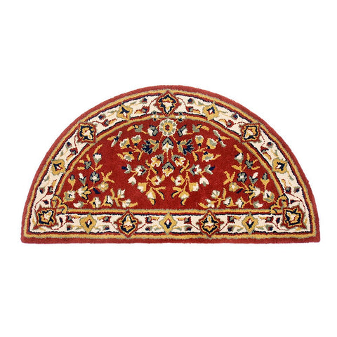 Minuteman International Burgundy Oriental Wool Hearth Rug, Half Round