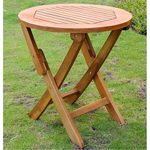 International Caravan Furniture Piece Acacia Round Folding Table
