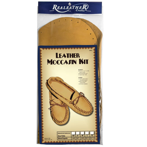 Realeather Adult Moccasin Leathercraft Kit, 6-7, Golden Tan