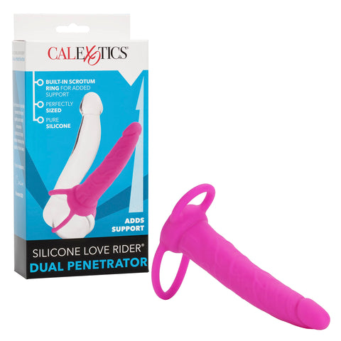 CalExotics Silicone Love Rider Dual Penetrator Strap on Dildo, Pink, SE-1515-10-3