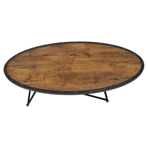 Acme Allis Round Coffee Table in Weathered Gray Oak