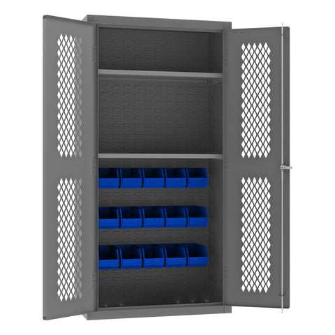 Durham EMDC36182S15B5295 Bin Cabinet, 72" Overall Height, 36" Overall Width, Total Number of Bins 15