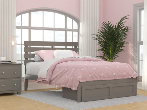 Oxford Full Bed with Foot Drawer and USB Turbo Charger in Grey